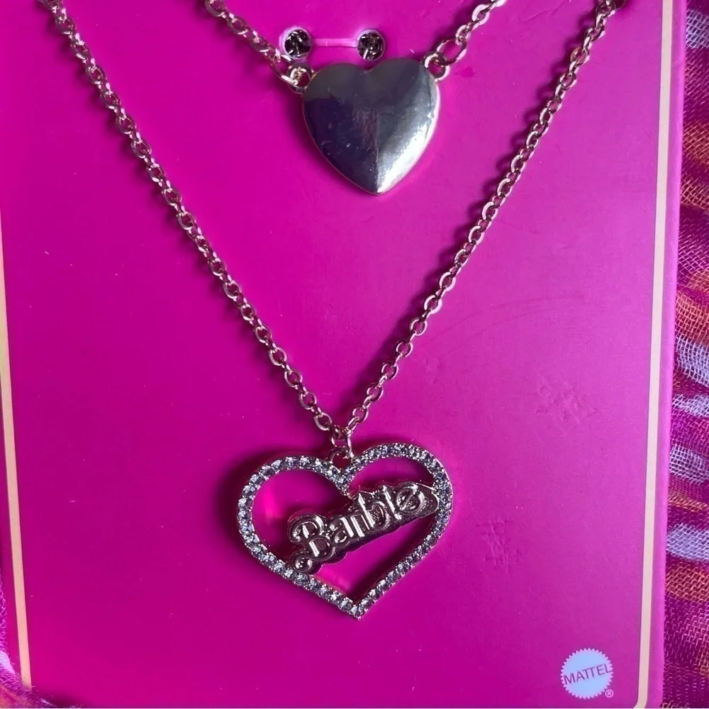 Barbie The Movie Layered Heart Necklace NWT